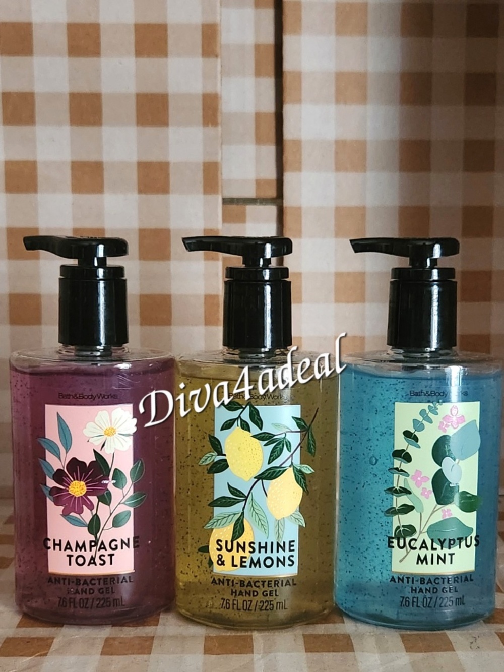 3X Bath & Body Works 7.6 FL OZ Anti Bacteria Hand Gel PUMP Bundle
